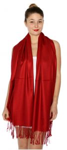 serenita D63 Silky Solid Wedding Pashmina 66 Dark Red