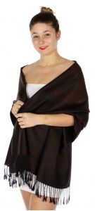 serenita D14 Symmetrical big paisley pashmina Chocolate