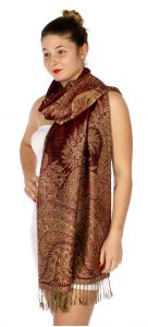 serenita D40 Big Paisley Pashmina 05 Dark Red