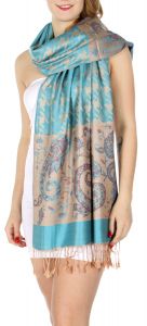 serenita D20 Houndstooth Paisley Pashmina Sky Blue