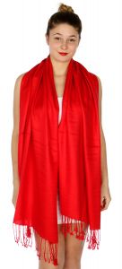 serenita D45 Silky Solid Wedding Pashmina 04 Red