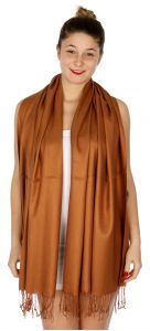 serenita D45 Silky Solid Wedding Pashmina 11 L Brown