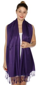 serenita D45 Silky Solid Wedding Pashmina 42 Eggplant