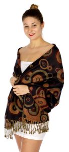 serenita D26 Pashmina Multi Circle B Black fashionunic