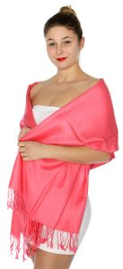 serenita D45 Silky Solid Wedding Pashmina 17 Coral