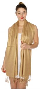 serenita D45 Silky Solid Wedding Pashmina 63 Sand
