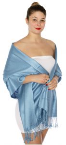 serenita D63 Silky Solid Wedding Pashmina 64 Denim