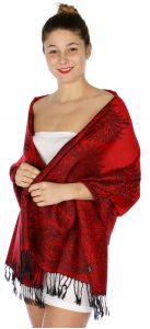 serenita D14 Symmetrical big paisley pashmina Red