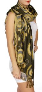 serenita D26 Pashmina Multi Circle Olive fashionunic