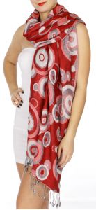 serenita D26 Pashmina Multi Circle Red fashionunic