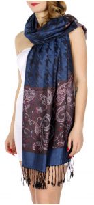 serenita D20 Houndstooth Paisley Pashmina Navy