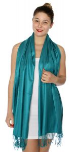 serenita D45 Silky Solid Wedding Pashmina 13 Teal