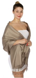 serenita D45 Silky Solid Wedding Pashmina 43 Mocha