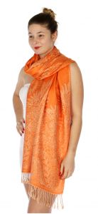 serenita D14 Symmetrical big paisley pashmina Orange