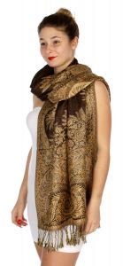 serenita D40 Big Paisley Pashmina 03 Cream Medium Brown