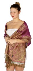 serenita D40 Big Paisley Pashmina 07 Dark Magenta