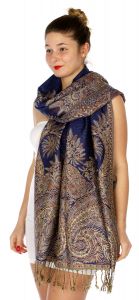 serenita D40 Big Paisley Pashmina 14 Royal Blue