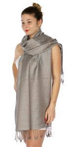 serenita D14 Symmetrical big paisley pashmina Dark Grey