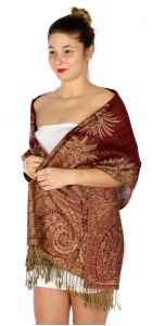 serenita D40 Big Paisley Pashmina 05 Dark Red