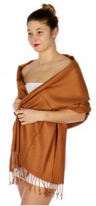 serenita D45 Silky Solid Wedding Pashmina 11 L Brown