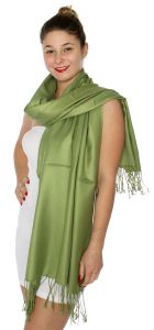 serenita D45 Silky Solid Wedding Pashmina 15 A Green