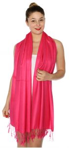 serenita D45 Silky Solid Wedding Pashmina 19 Fuchsia