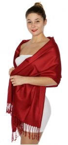 serenita D45 Silky Solid Wedding Pashmina 35 L Wine