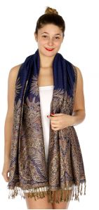 serenita D40 Big Paisley Pashmina 14 Royal Blue