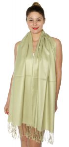 serenita D45 Silky Solid Wedding Pashmina 14 M Green