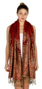 serenita D40 Big Paisley Pashmina 04 Fire Brick