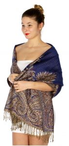 serenita D40 Big Paisley Pashmina 14 Royal Blue