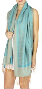 serenita D15 Jacquard Pashmina Solid Border Aqua