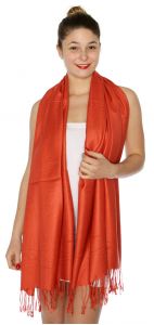 serenita D45 Silky Solid Wedding Pashmina 37 New Rust