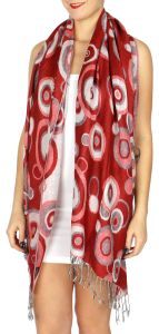 serenita D26 Pashmina Multi Circle Red fashionunic