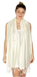 serenita D45 Silky Solid Wedding Pashmina 03 Ivory