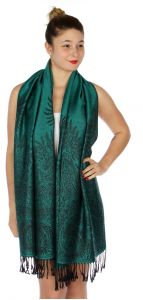 serenita D14 Symmetrical big paisley pashmina Teal