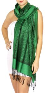 serenita D15 Jacquard Pashmina Solid Border Green