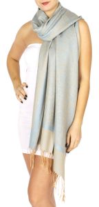 serenita D15 Jacquard Pashmina Solid Border Baby blue