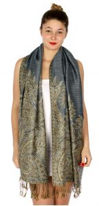 serenita D40 Big Paisley Pashmina 15 Slate Grey