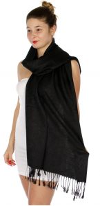 serenita D14 Symmetrical big paisley pashmina Black