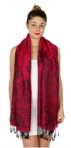 serenita D14 Symmetrical big paisley pashmina Fuchsia