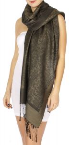 serenita D15 Jacquard Pashmina Solid Border Olive