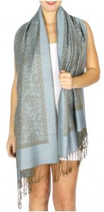 serenita D15 Jacquard Pashmina Solid Border Light Blue