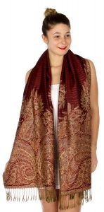 serenita D40 Big Paisley Pashmina 05 Dark Red