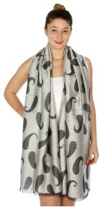 serenita D34 Reversible baby paisley pashmina White