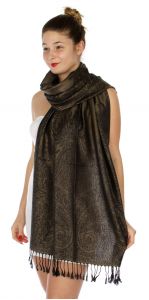 serenita D14 Symmetrical big paisley pashmina Khaki