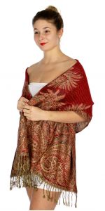 serenita D40 Big Paisley Pashmina 04 Fire Brick