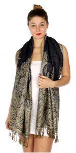 serenita D40 Big Paisley Pashmina 13 Midnight Blue
