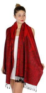 serenita D14 Symmetrical big paisley pashmina Red