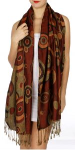 serenita D26 Pashmina Multi Circle Rust Brown